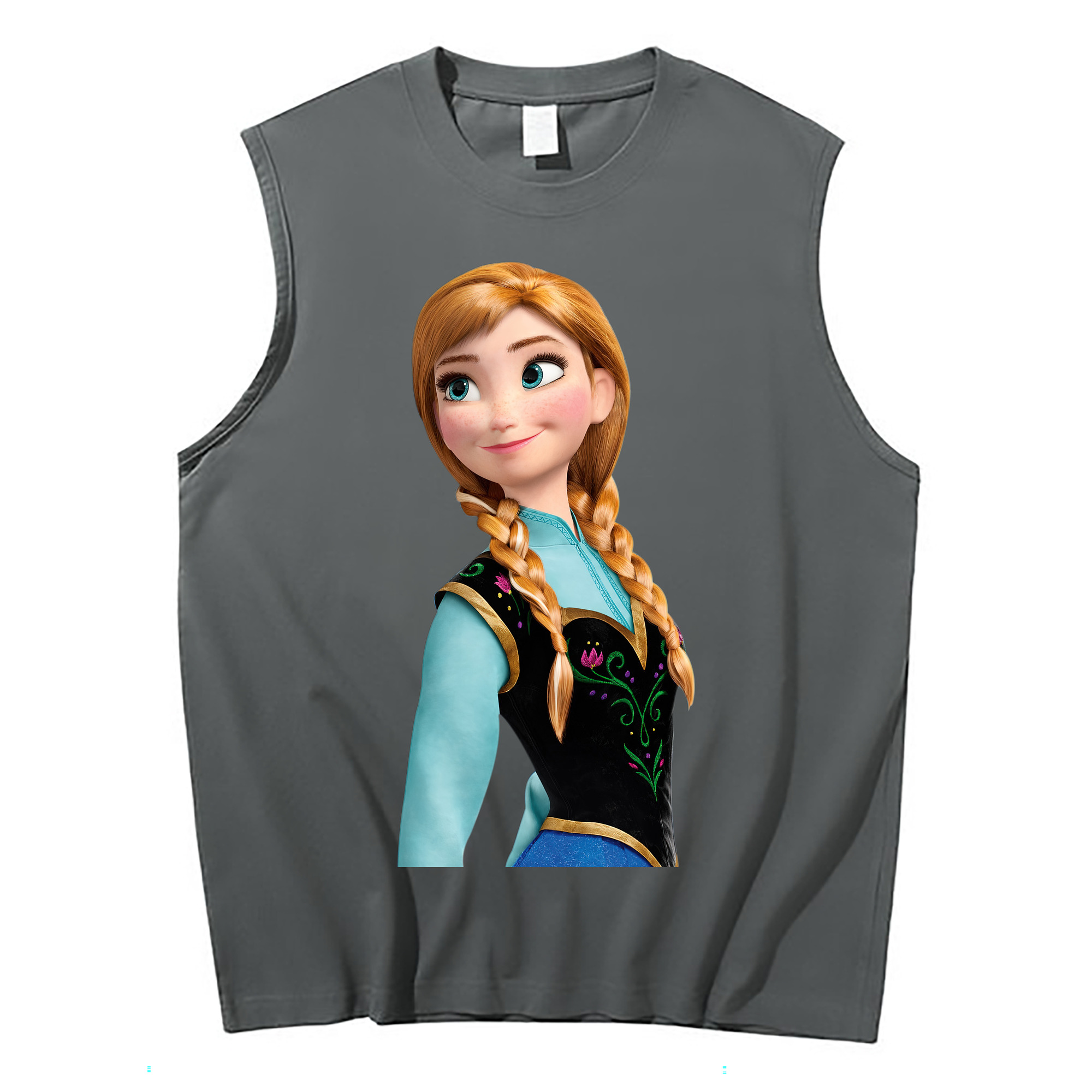 （画像用） アナと雪の女王 アンナ エルサ Frozen Anna Elsa コットン100％タンクトップ（フロントプリント）